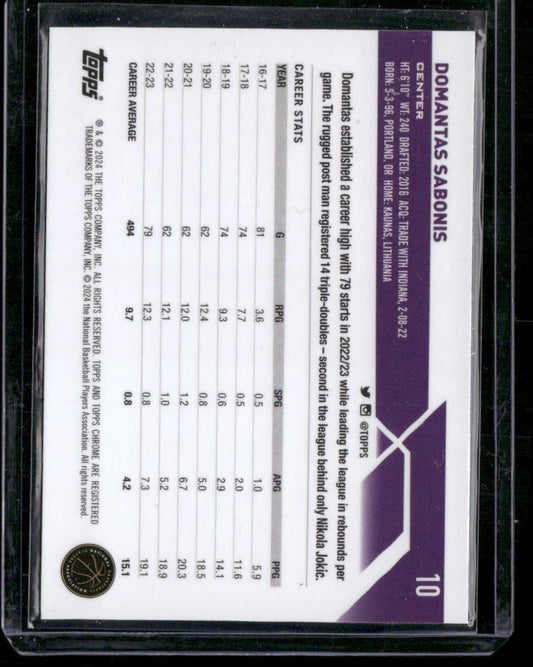 2023-24 Topps Chrome #10 Domantas Sabonis