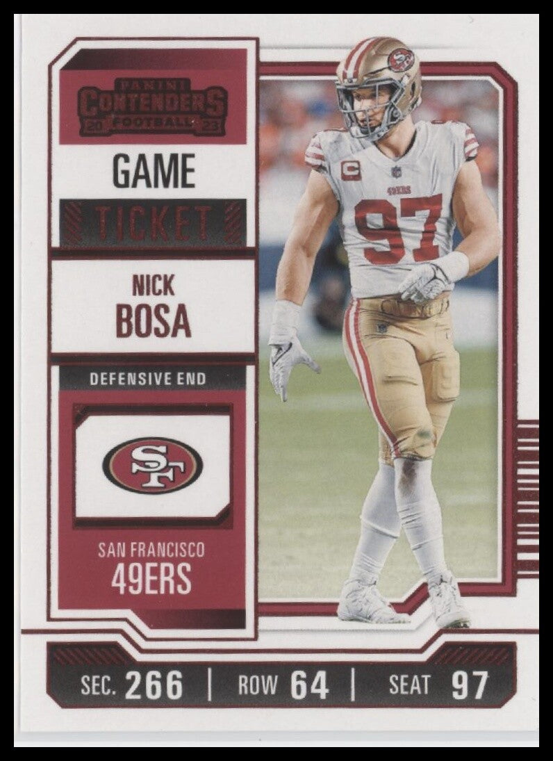 2023 Panini Contenders #88 Nick Bosa Season Ticket Red