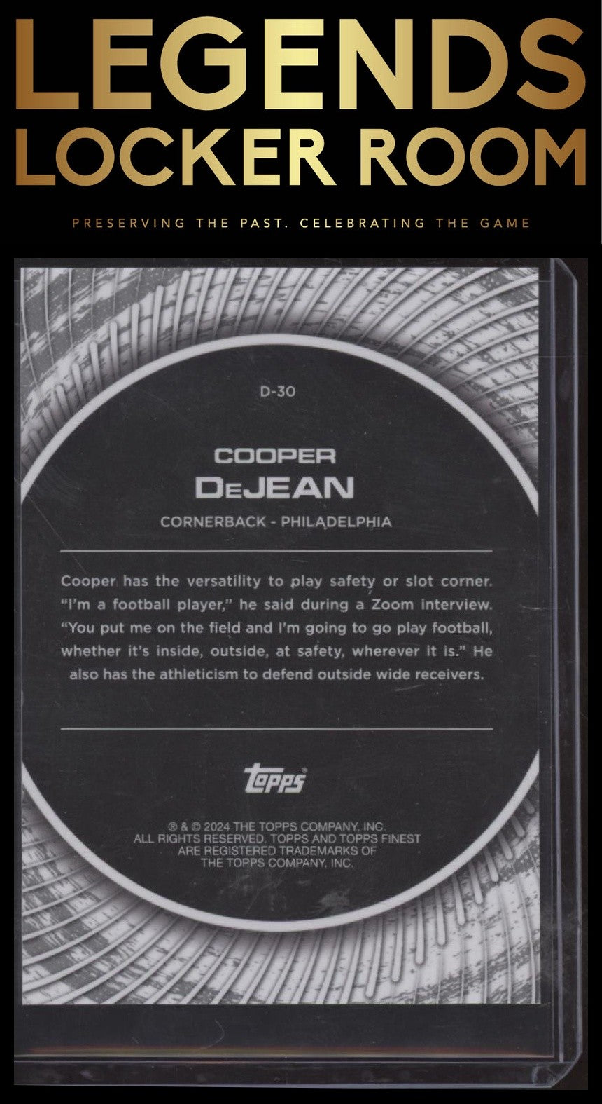 2024 Finest #D-30 Cooper DeJean Debut Black Refractor #/25