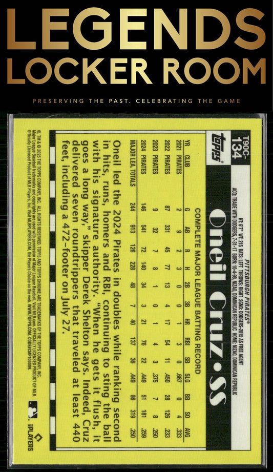 2025 Topps Oneil Cruz 1990 Topps Baseball 35th Anniversary Chrome Mojo