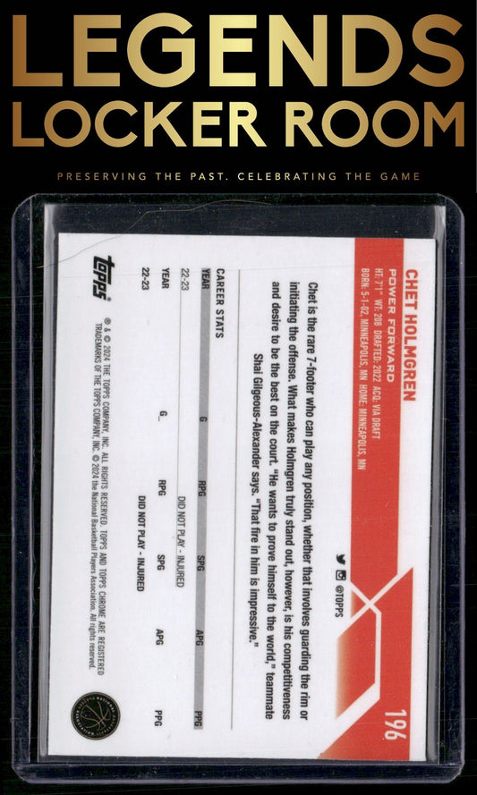 2023-24 Topps Chrome Sapphire Edition #196 Chet Holmgren