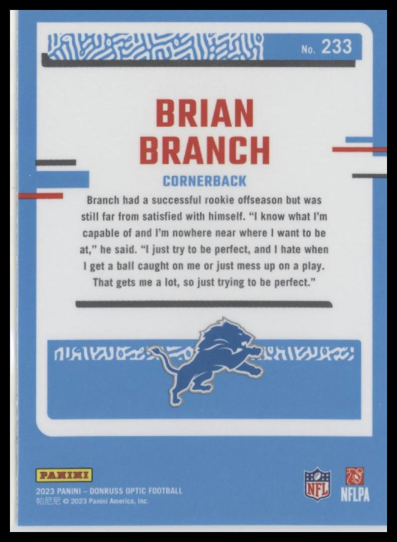 2023 Donruss Optic #233 Brian Branch