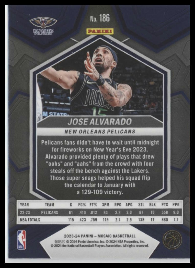 2023-24 Panini Mosaic #186 Jose Alvarado