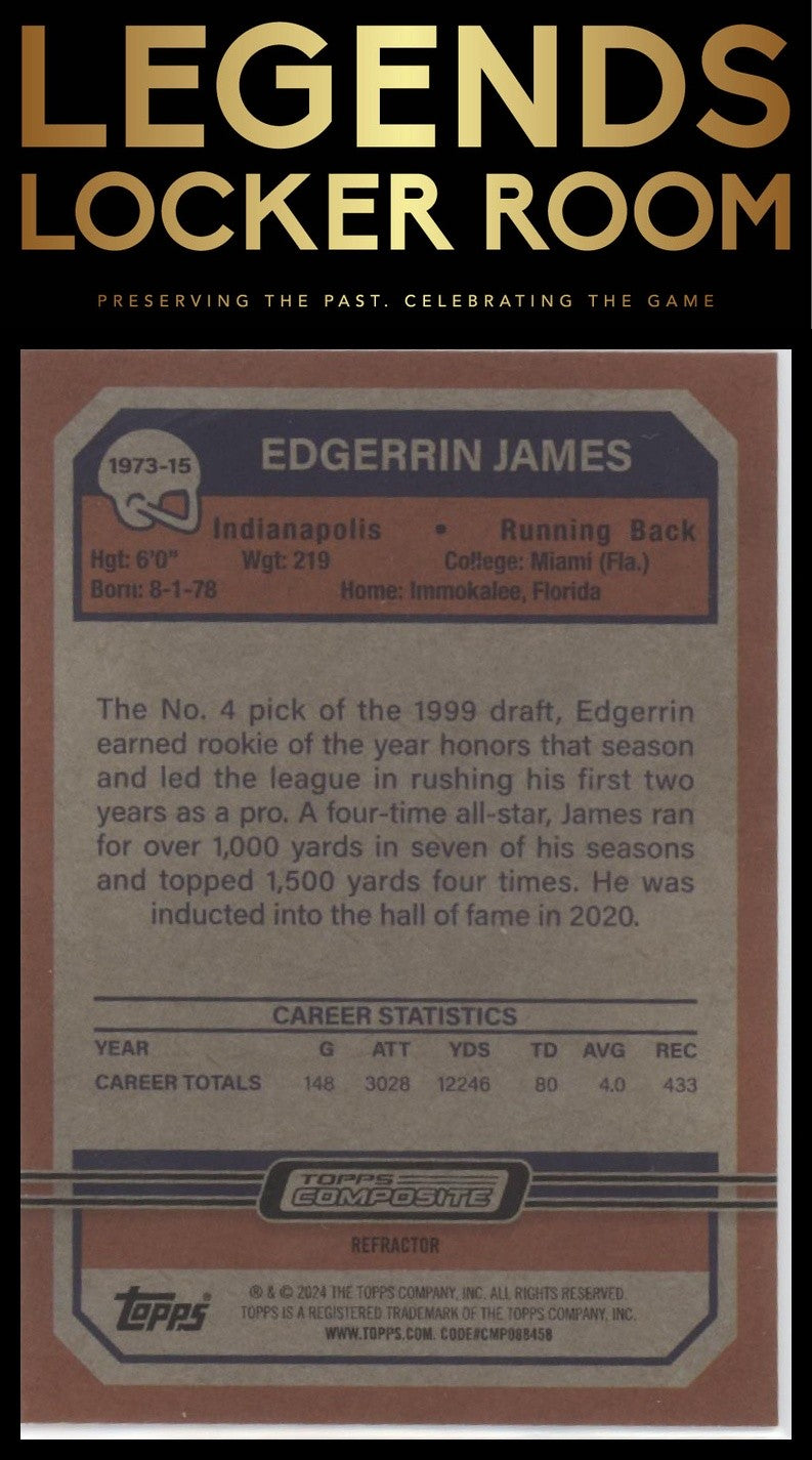 2023 Topps Composite #1973-15 Edgerrin James 1973 Topps Football Refractor