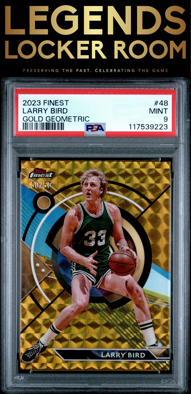 2023 Topps Finest #48 Larry Bird Gold Geometric 50/50 PSA 9
