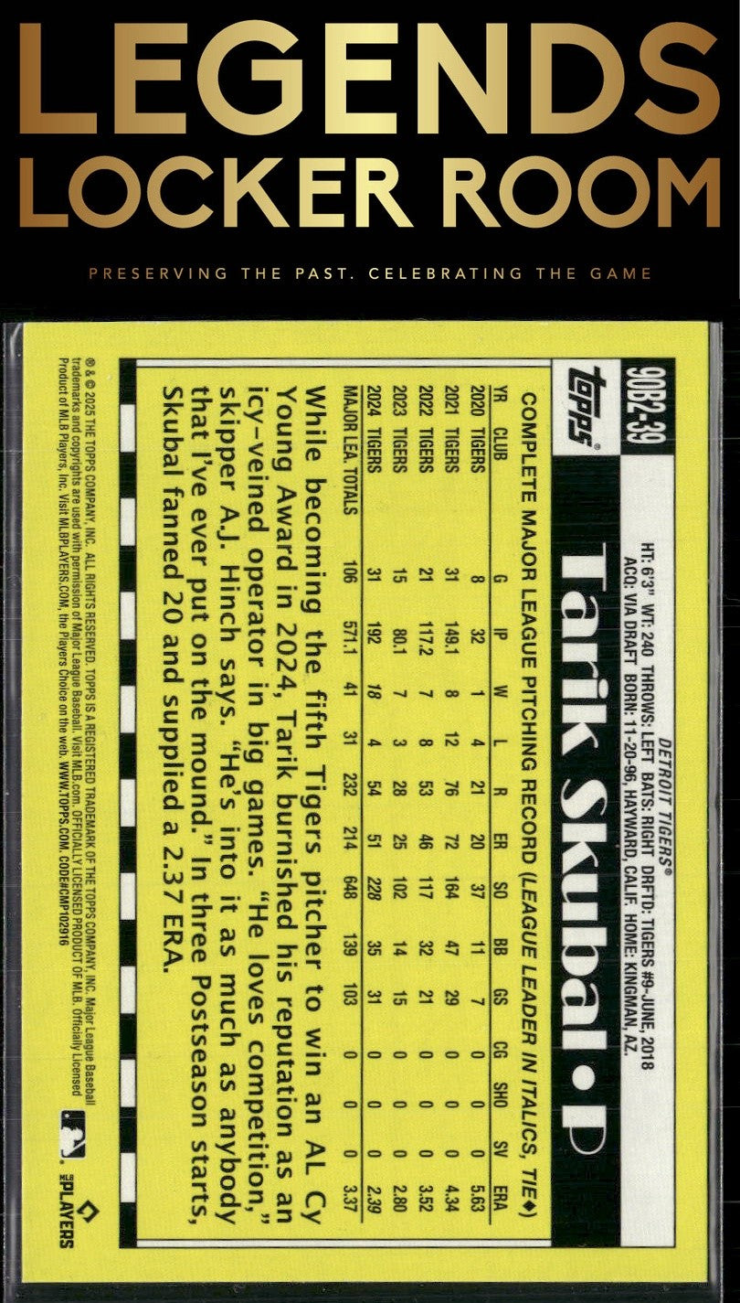 2025 Topps #90B2-39 Tarik Skubal 1990 Topps Baseball 35th Anniversary