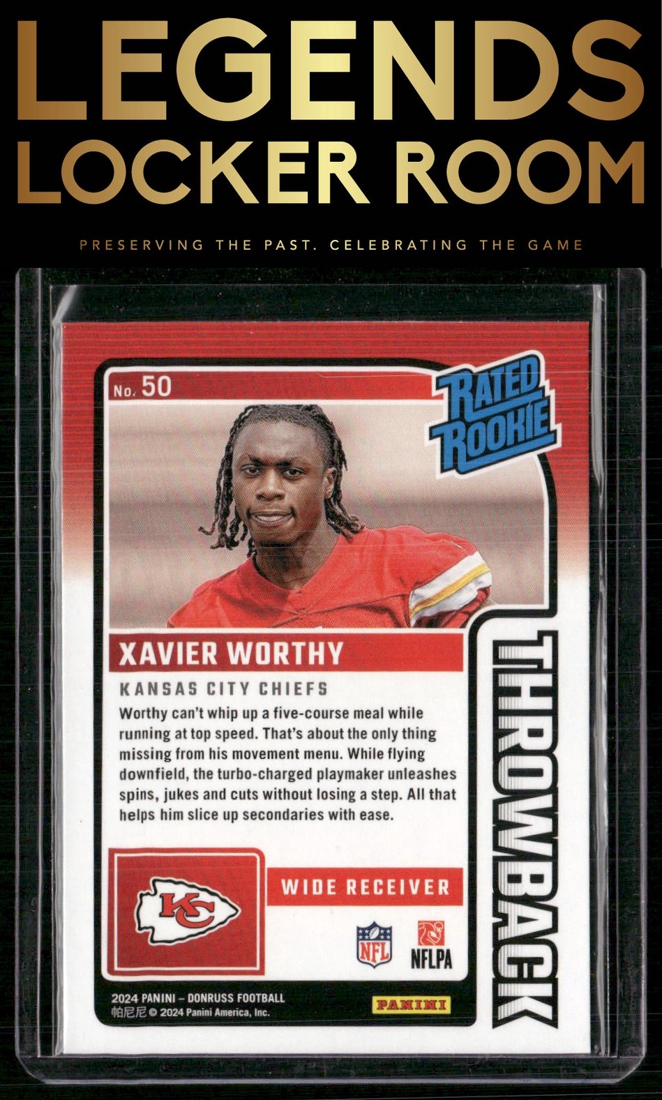 2024 Donruss #50 Xavier Worthy Rated Rookies Throwback
