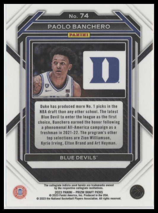 2023 Panini Prizm Draft Picks #74 Paolo Banchero