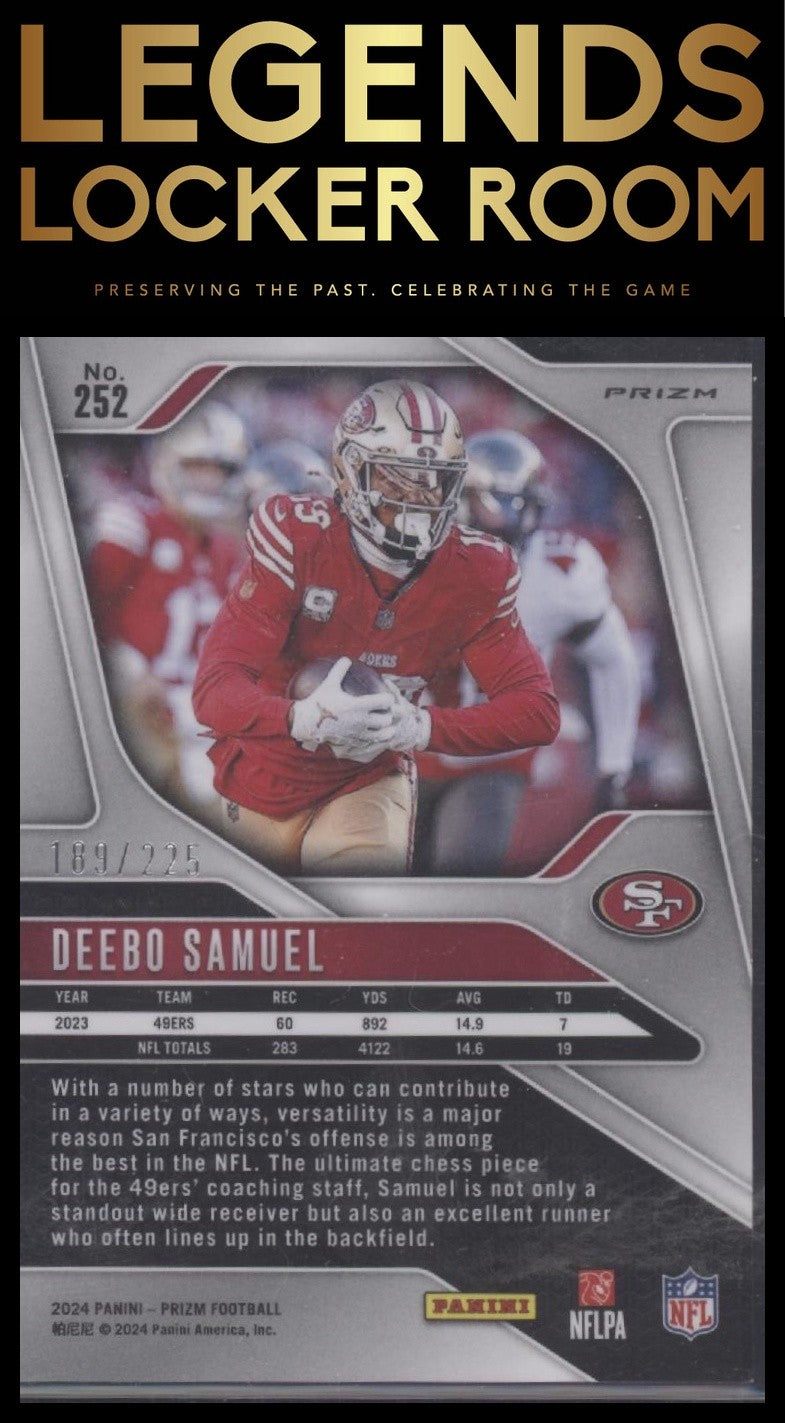 2024 Panini Prizm #252 Deebo Samuel Purple Ice #/225