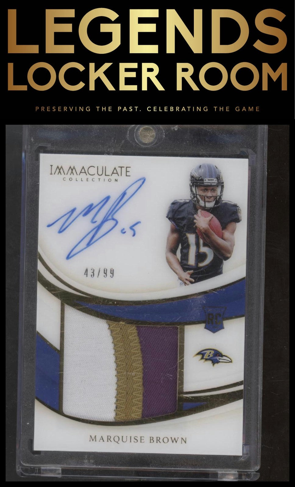 2019 Panini Immaculate Collection Marquise Brown Premium Patch Rookie Auto /99