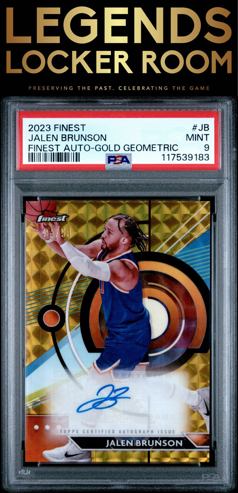 2023 Topps Finest Finest Autographs Jalen Brunson Finest Gold Geometric PSA 9