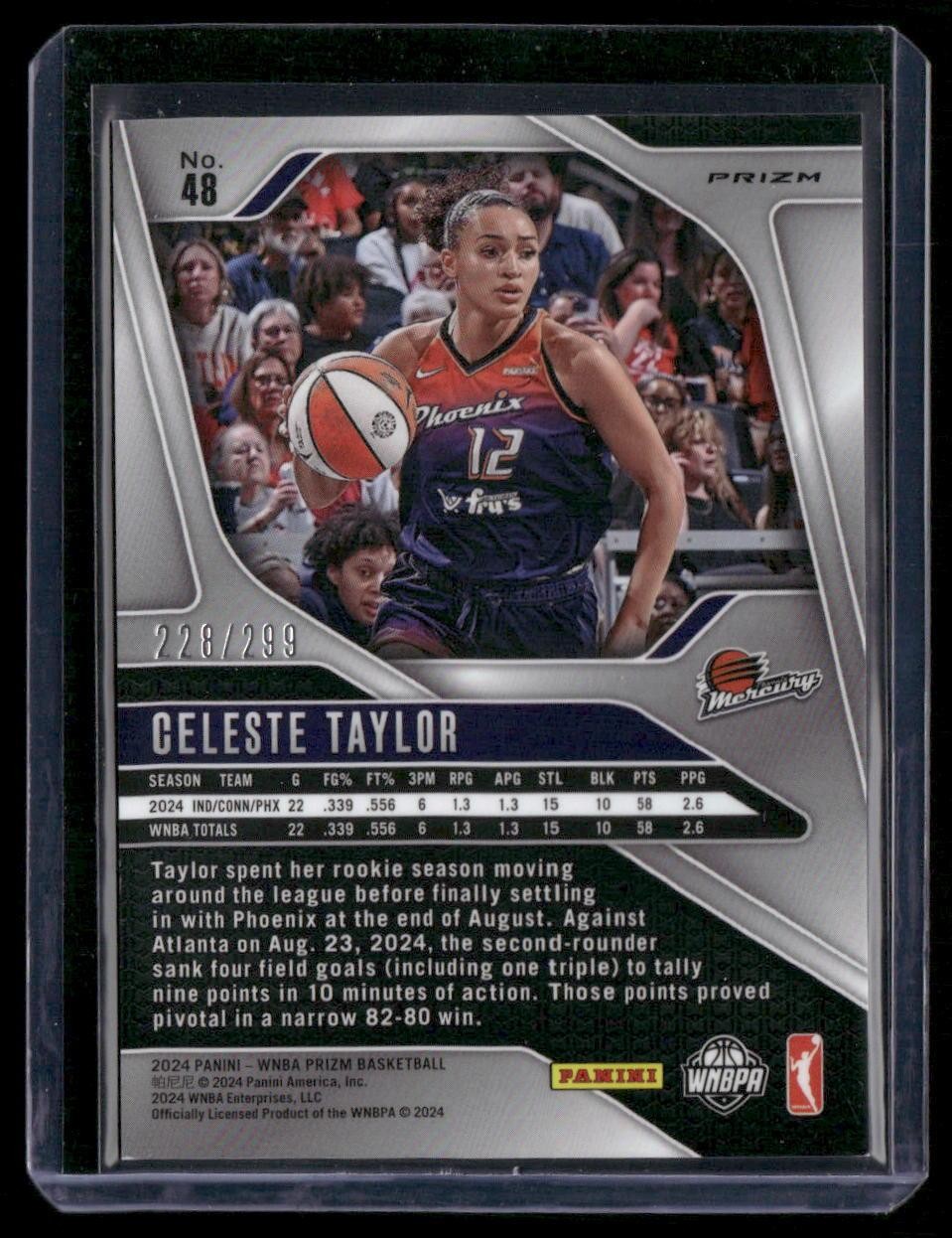 2024 Panini Prizm WNBA #48 Celeste Taylor Red Prizms #/299