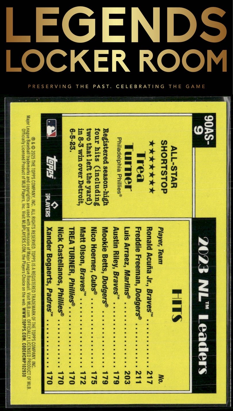 2025 Topps #90AS-9b Trea Turner 1990 Topps Baseball 35th Anniversary All-Stars