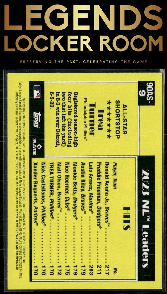 2025 Topps #90AS-9b Trea Turner 1990 Topps Baseball 35th Anniversary All-Stars