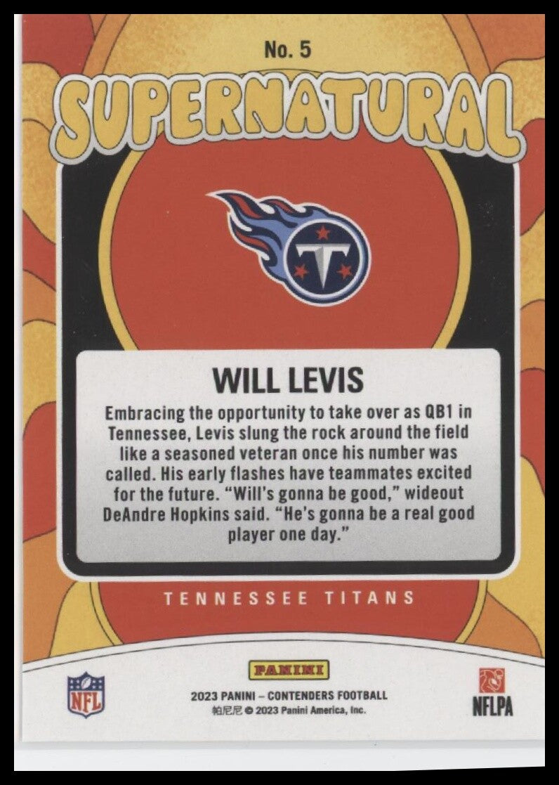 2023 Panini Contenders #5 Will Levis Supernatural