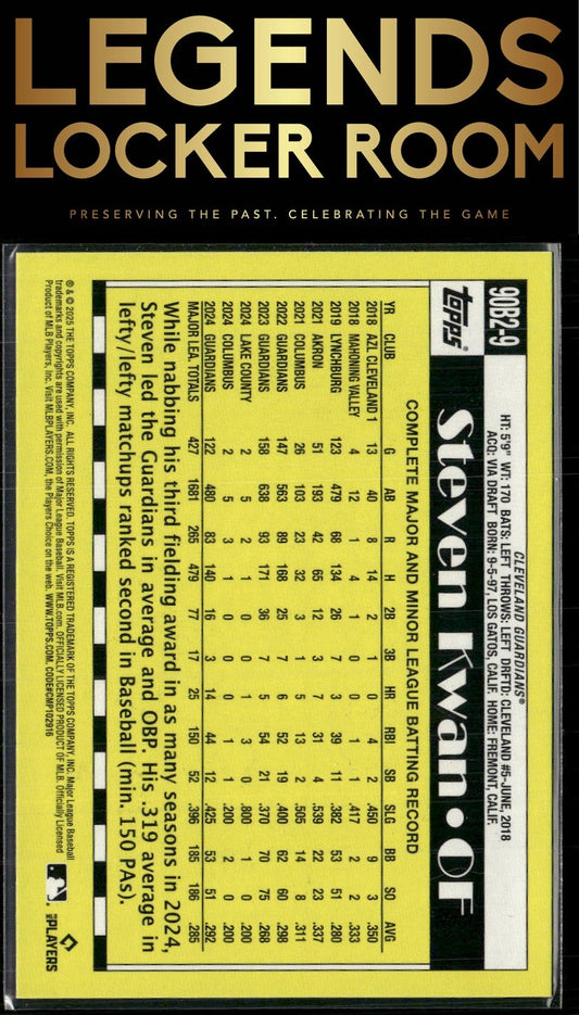 2025 Topps #90B2-9 Steven Kwan 1990 Topps Baseball 35th Anniversary (Series Two)