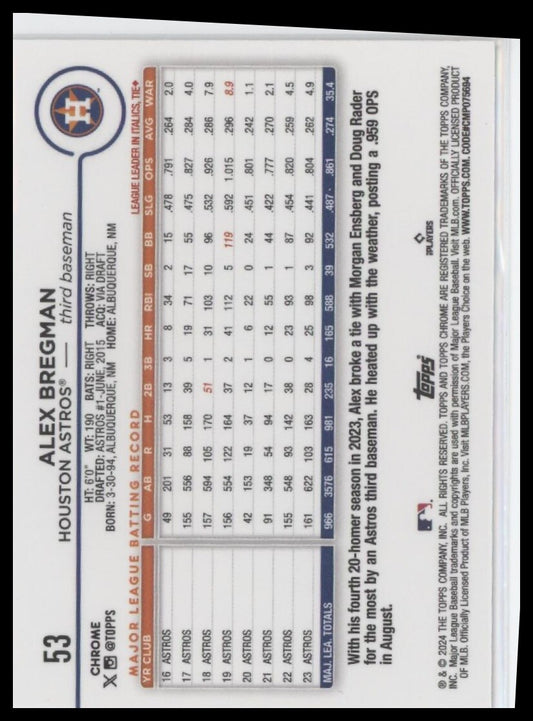 2024 Topps Chrome #53 Alex Bregman