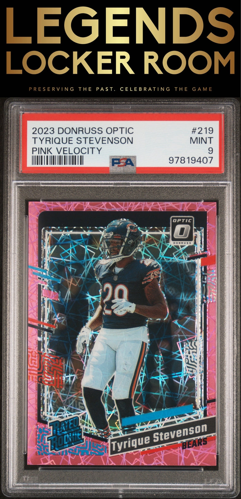 2023 Panini Donruss Optic #219 Tyrique Stevenson Pink Velocity PSA 9