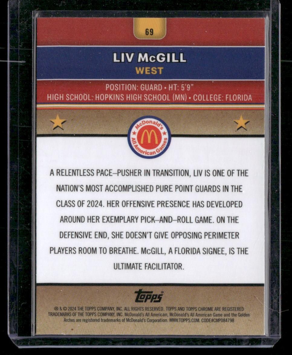 2024 Topps Chrome McDonald's All-American Liv McGill McDonald´s Logo Refractor