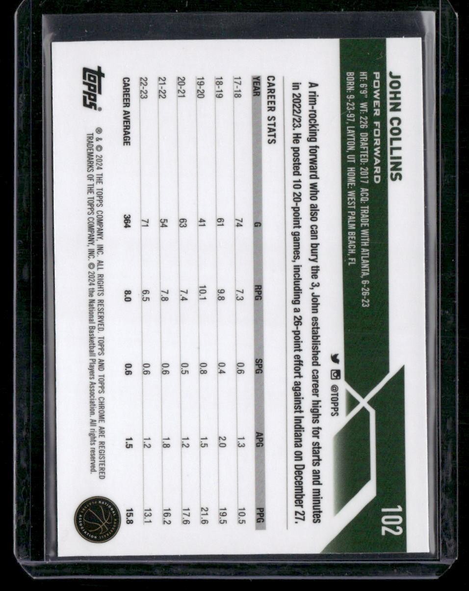 2023-24 Topps Chrome #102 John Collins