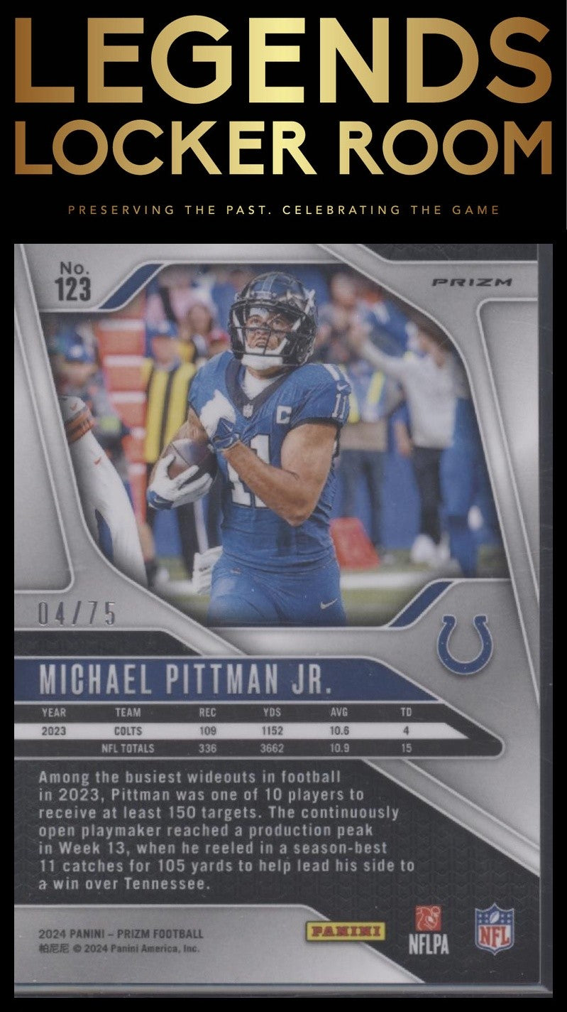2024 Panini Prizm #123 Michael Pittman Jr. Green Scope #/75