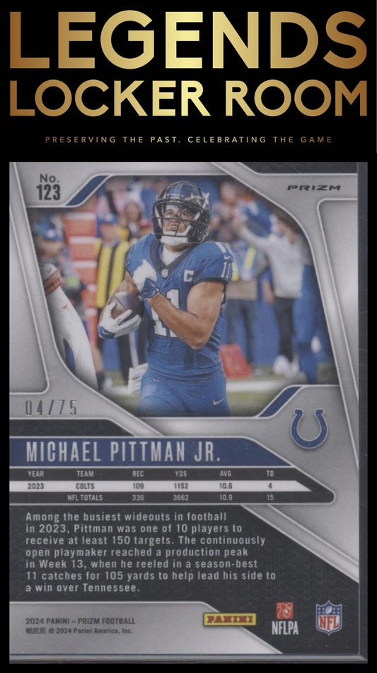 2024 Panini Prizm #123 Michael Pittman Jr. Green Scope #/75