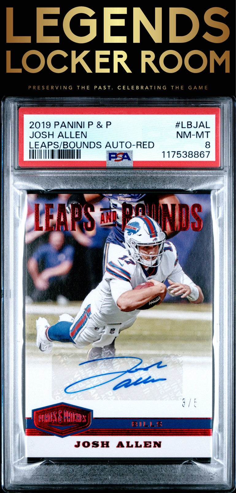 2019 Panini Plates & Patches Leaps And Bounds Autographs Josh Allen /5 PSA 8