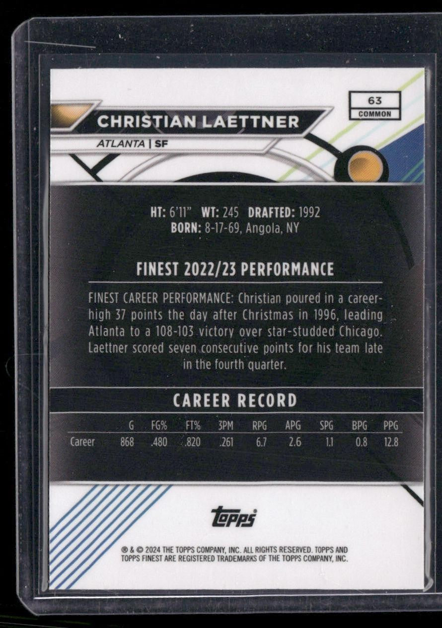 2023-24 Finest #63 Christian Laettner Purple Checkerboard Refractors #/125