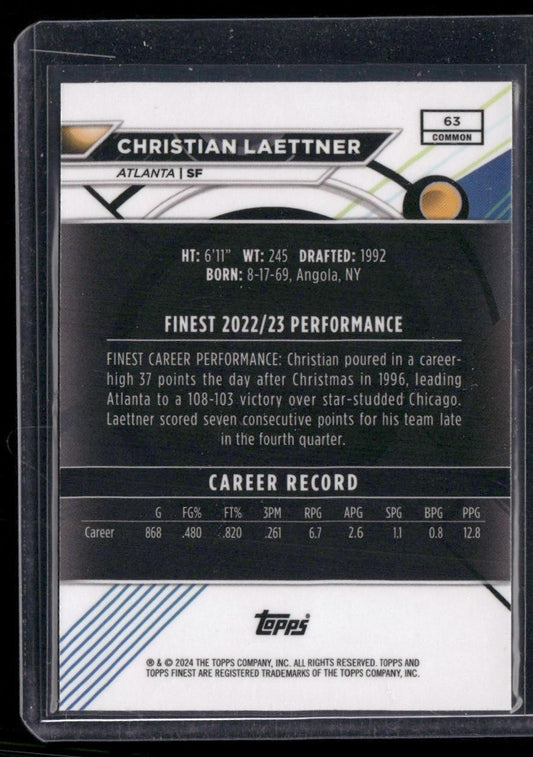 2023-24 Finest #63 Christian Laettner Purple Checkerboard Refractors #/125