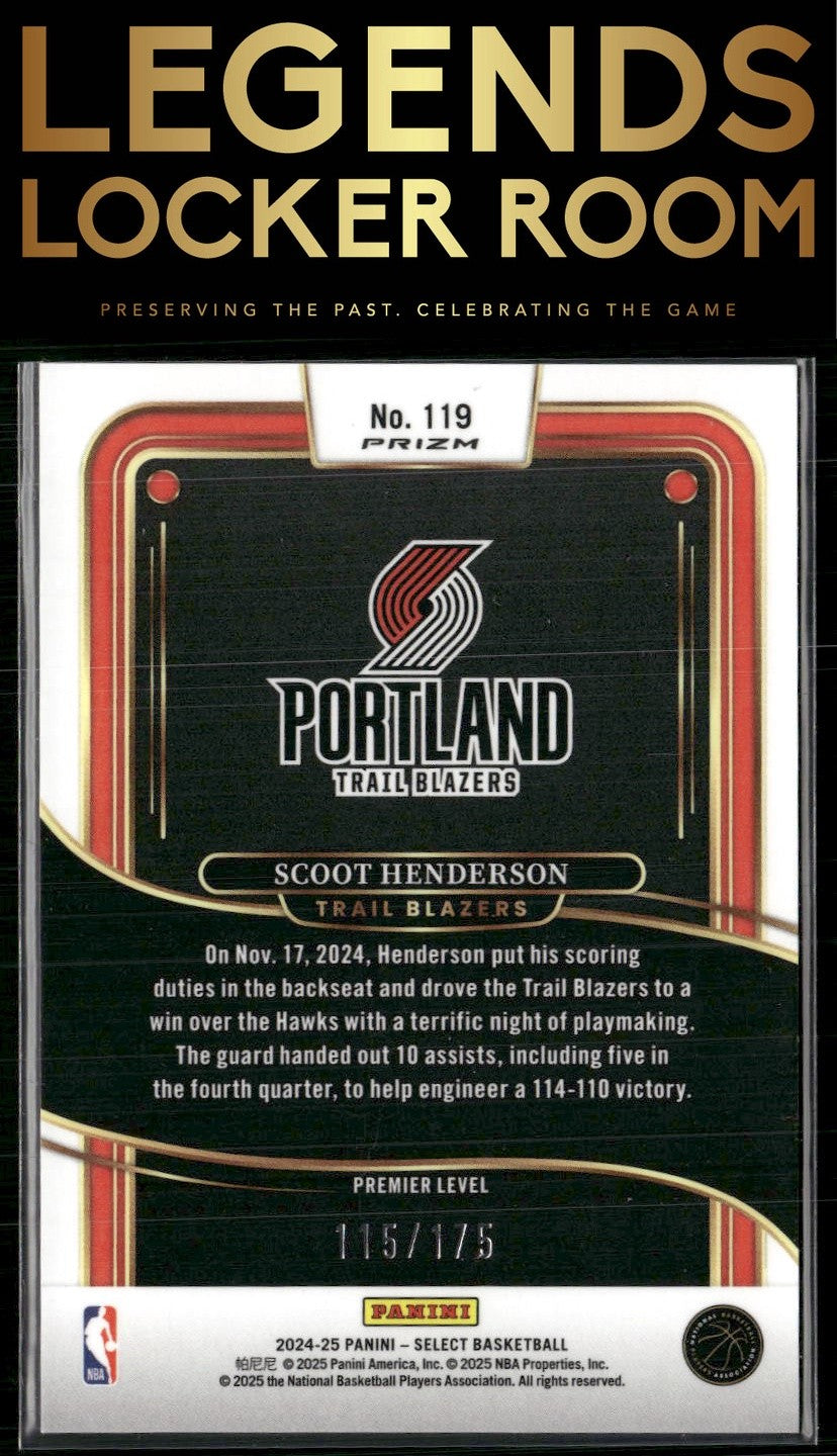 2024-25 Panini Select #119 Scoot Henderson Maroon Prizm #/175