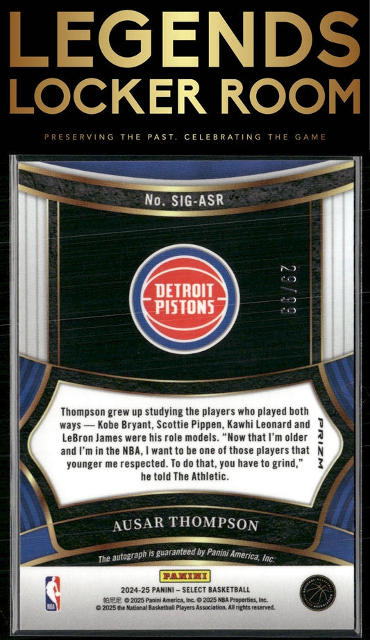2024-25 Panini Select #SIG-ASR Ausar Thompson Signatures Red /99 Red