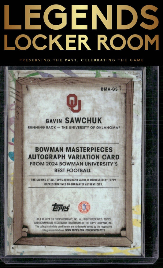 2024 Bowman University Best Gavin Sawchuk Bowman Masterpieces Auto Orange /25