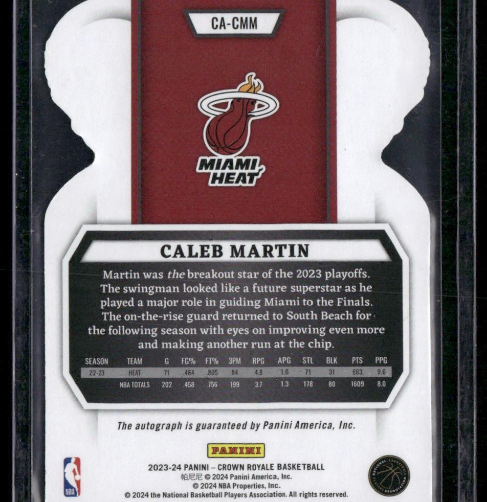 2023-24 Panini Crown Royale #CA-CMM Caleb Martin Crown Autographs /49