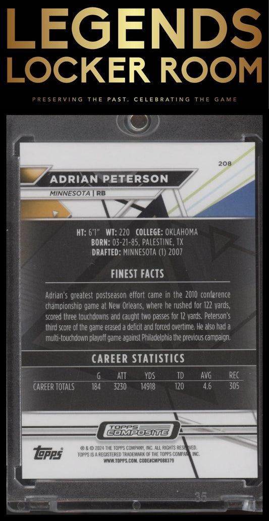 2023 Topps Composite #208 Adrian Peterson Finest Purple Refractor #/200