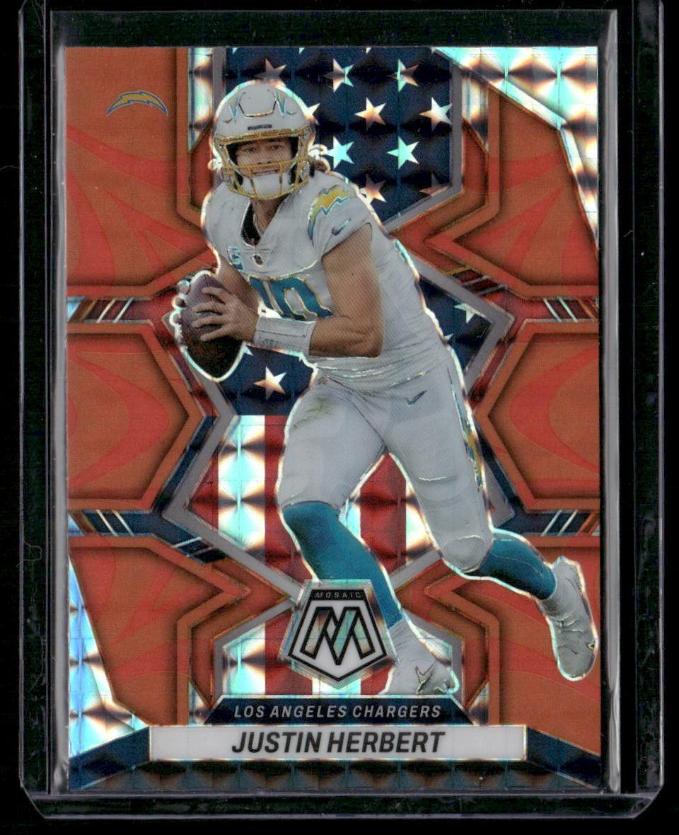2022 Panini Mosaic #254 Justin Herbert Mosaic Reactive Orange
