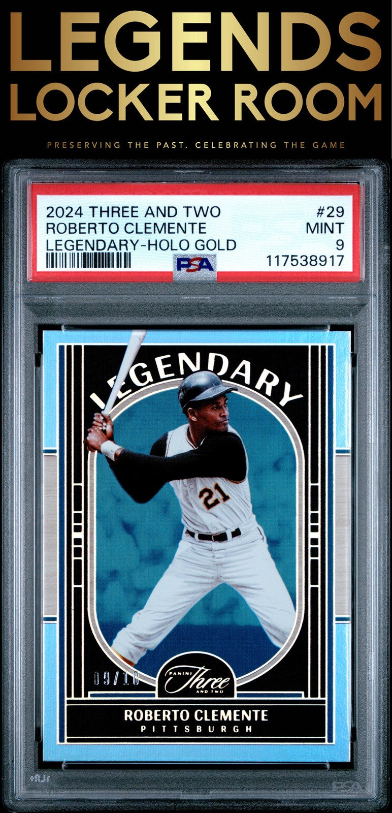 2024 Panini Three And Two Legendary Roberto Clemente Legendary-Holo Gold PSA 9