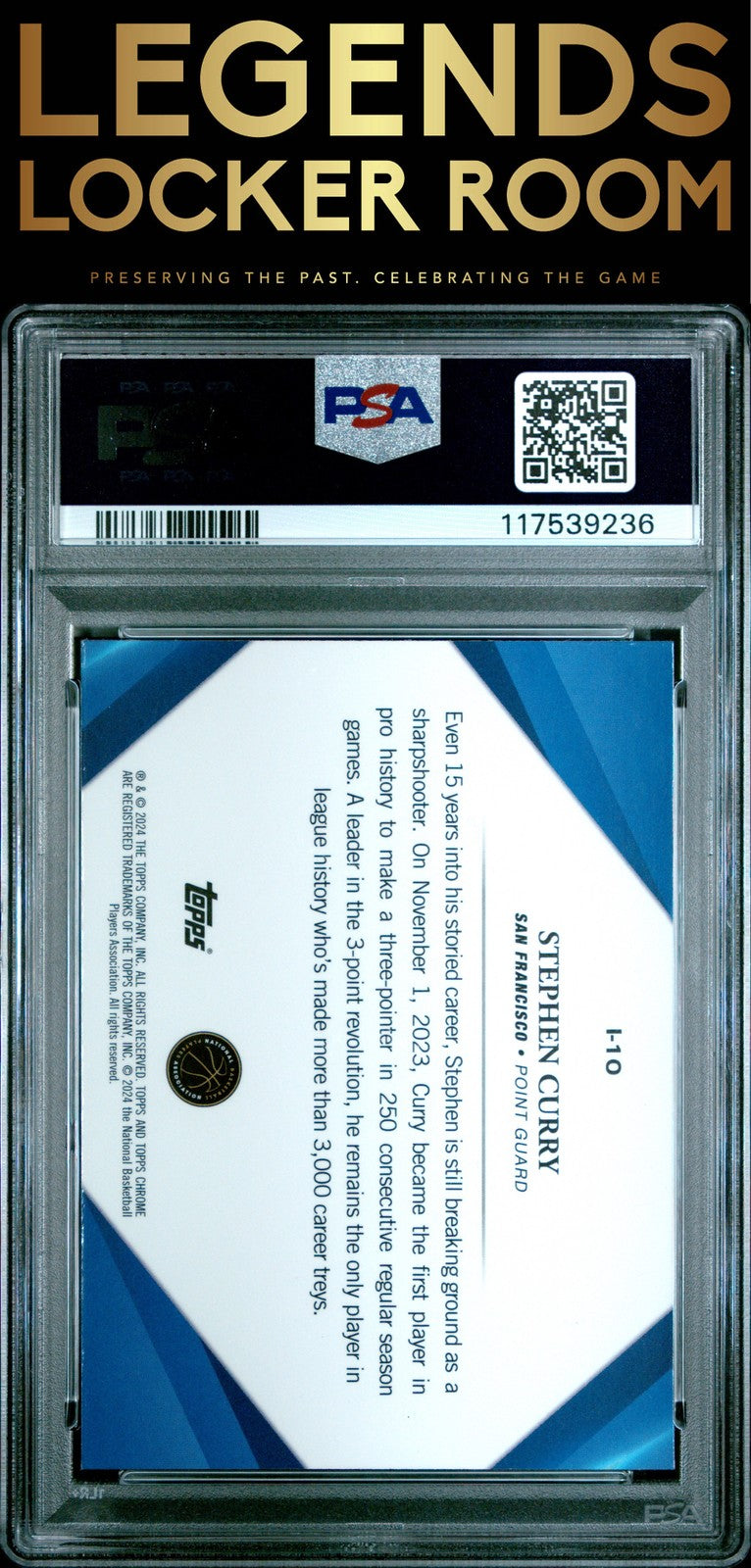2023 Topps Chrome Sapphire Edition Infinite #I10 Stephen Curry PSA 10