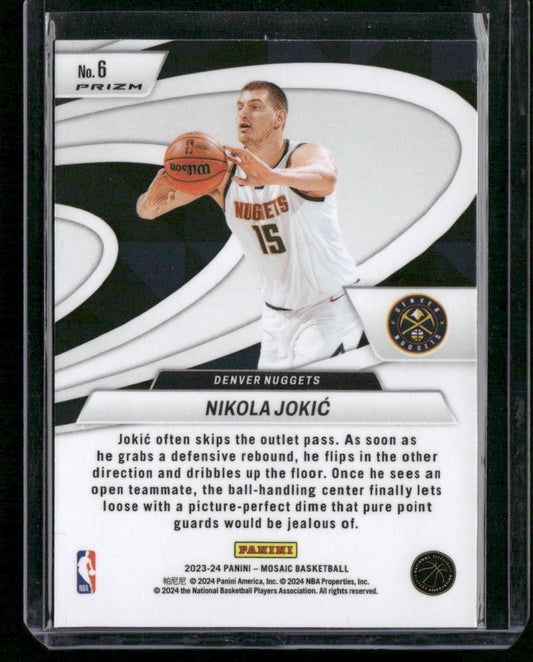 2023-24 Panini Mosaic #6 Nikola Jokic Give and Go Mosaic Green
