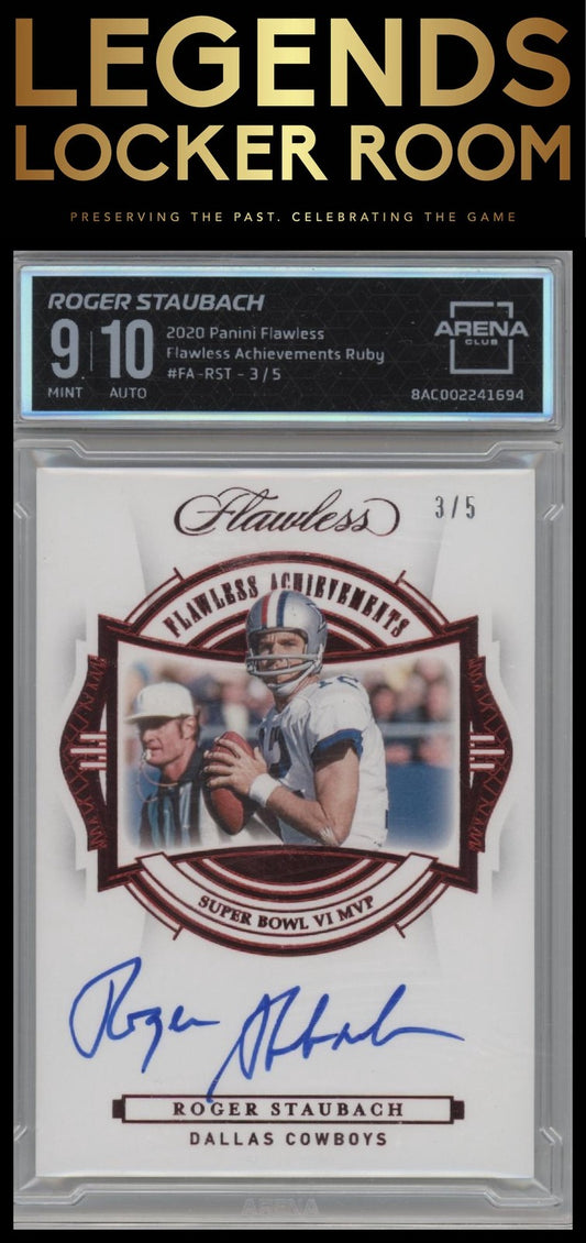 2020 Panini Flawless Roger Staubach Flawless Achievements Ruby #/5