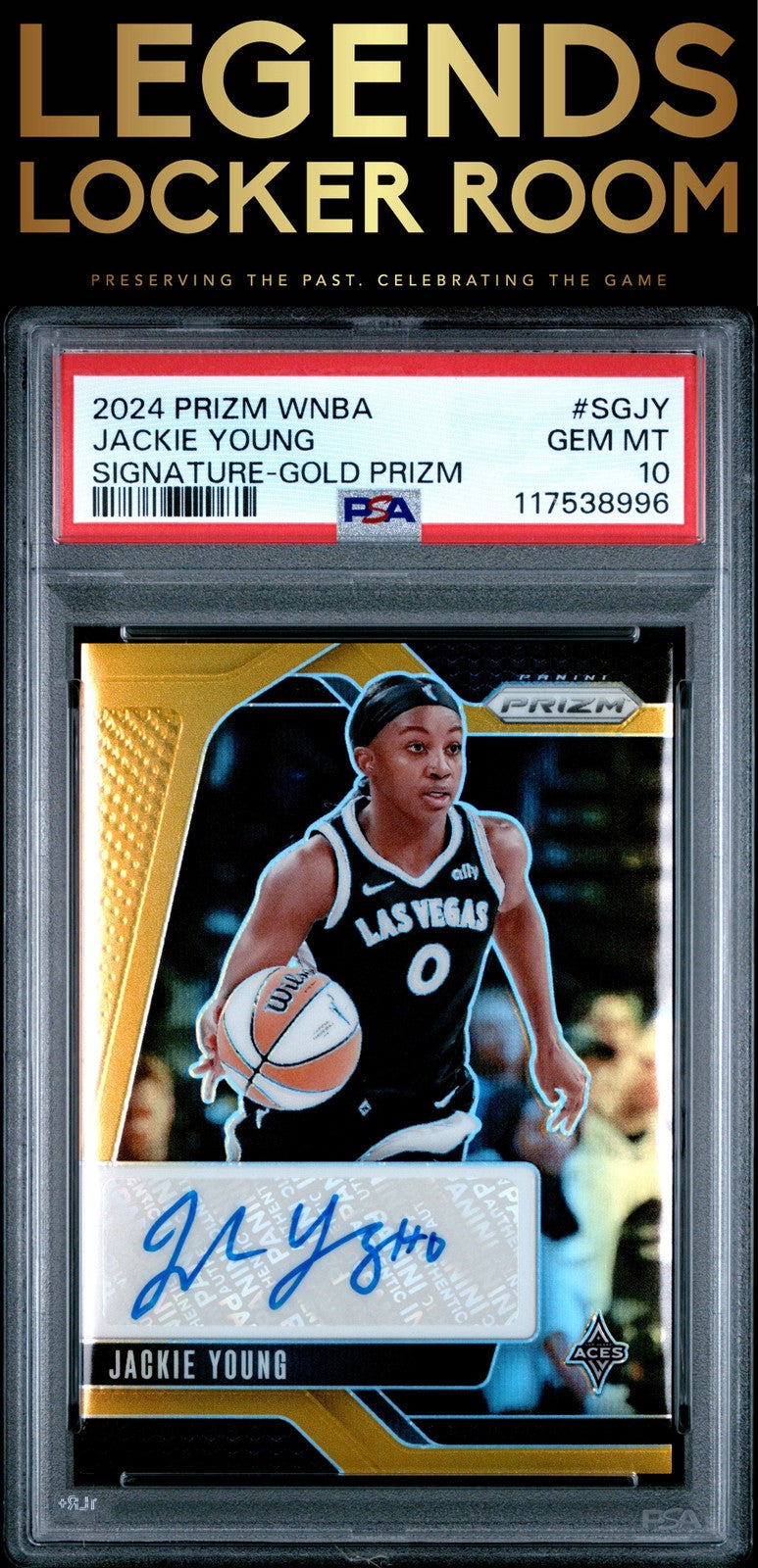 2024 Panini Prizm Wnba Signatures #SGJY Jackie Young Signature-Gold Prizm PSA 10