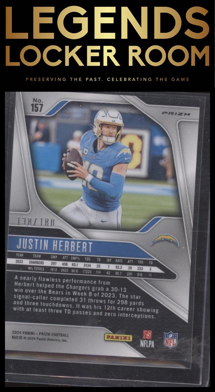 2024 Panini Prizm #157 Justin Herbert Hyper #/180