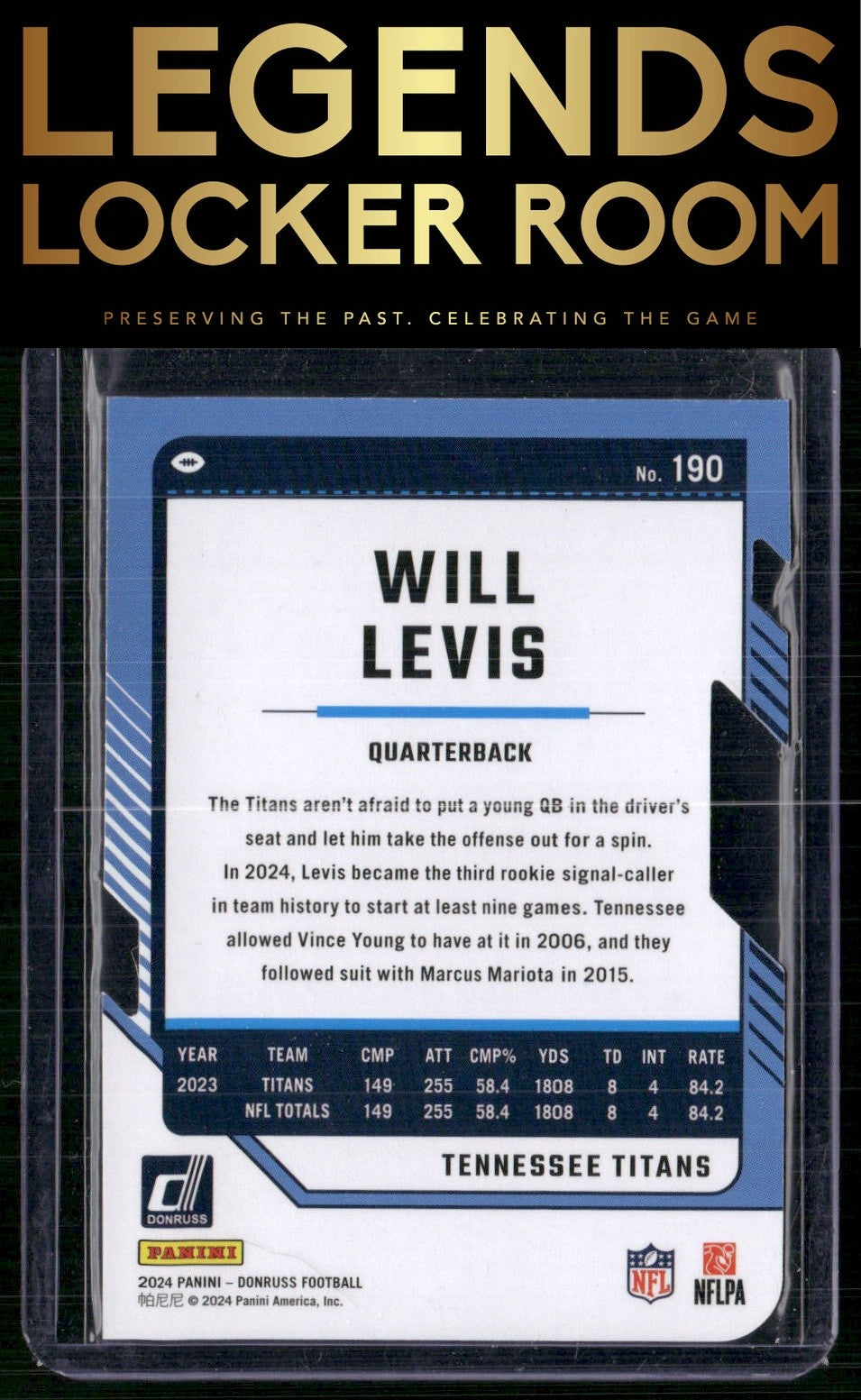 2024 Donruss #190 Will Levis Press Proof Silver Die Cuts #/75