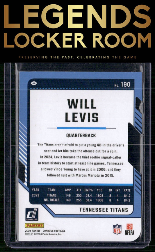 2024 Donruss #190 Will Levis Press Proof Silver Die Cuts #/75