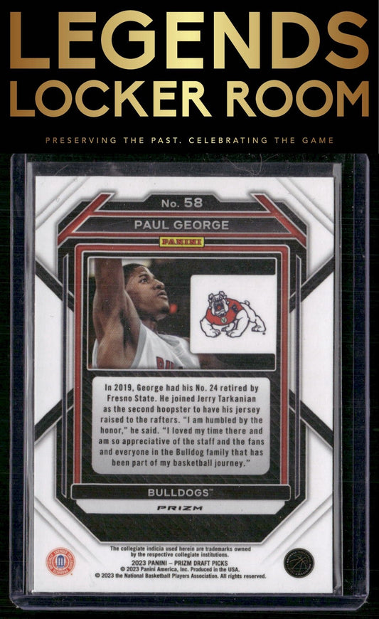 2023 Panini Prizm Draft Picks #58 Paul George Silver