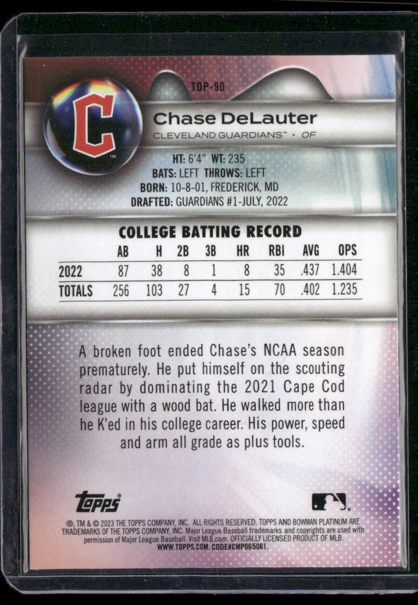 2023 Bowman Platinum #TOP-90 Chase DeLauter Top Prospects