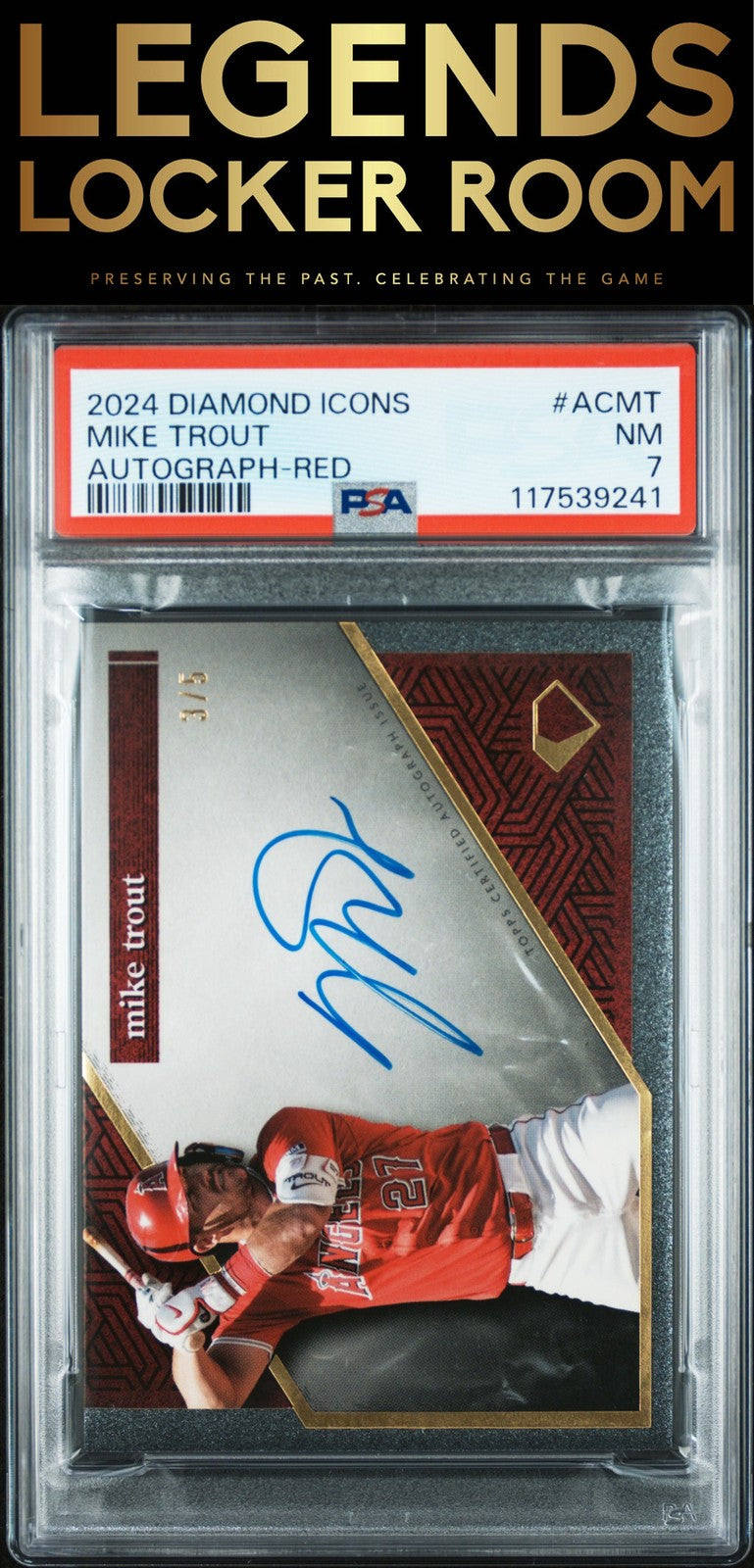 2024 Topps Diamond Icons Autographs Mike Trout Red PSA 7