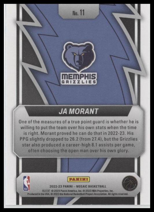 2022-23 Panini Mosaic #11 Ja Morant Thunder Road