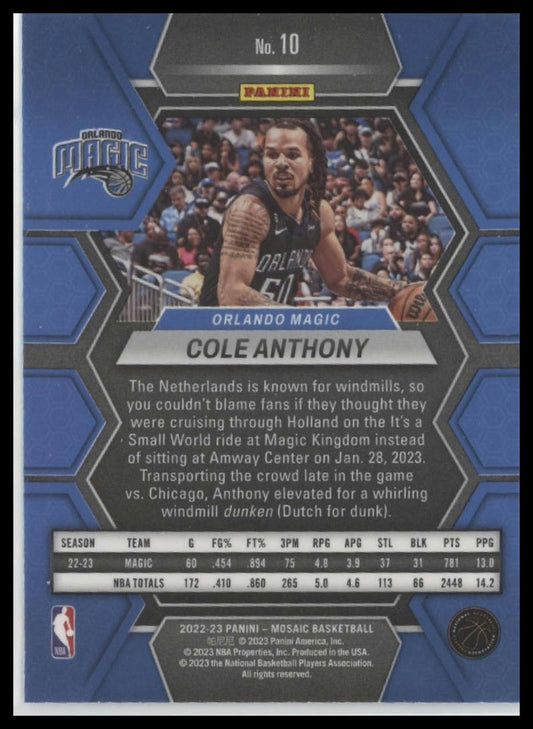 2022-23 Panini Mosaic #10 Cole Anthony