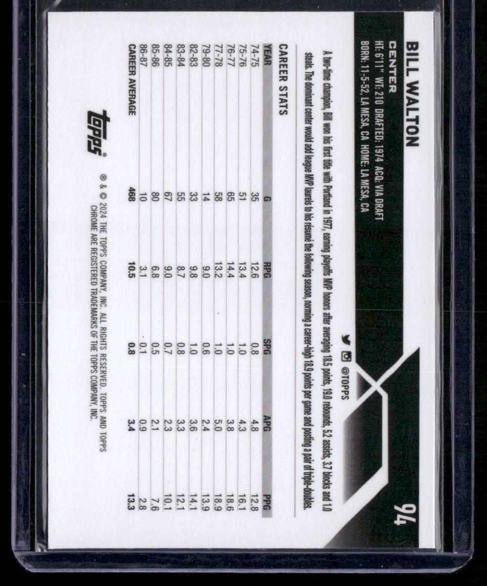 2023-24 Topps Chrome #94 Bill Walton Prism Refractors