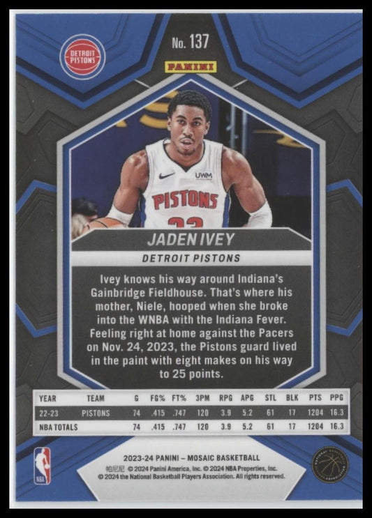 2023-24 Panini Mosaic #137 Jaden Ivey